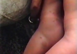 Stunning chicks are playing with an animal
