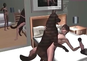 3D doggy pounds a sexy-shaped zoophile