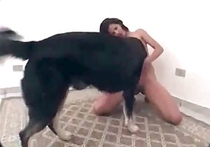 Brunette is enjoying a big doggy