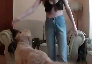 Trained young dog fucked my wife