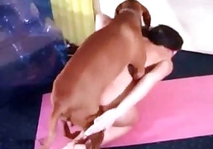 Dog is having an outstanding bestiality action