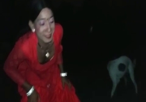 Slut in red enjoys fucking with a dog