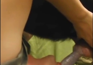 Sloppy zoophile getting fucked orally by a dog